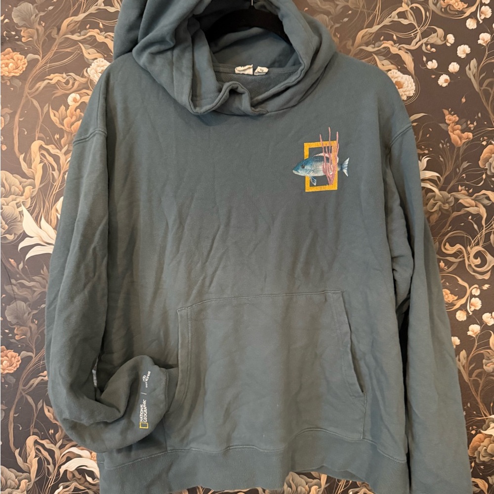 Tentree National Geographic Hoodie Teal Fish